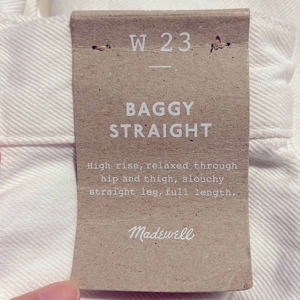 Madewell NWT High Rise Baggy Straight Jeans Size 23 Ripped Edition in White - Picture 7 of 10
